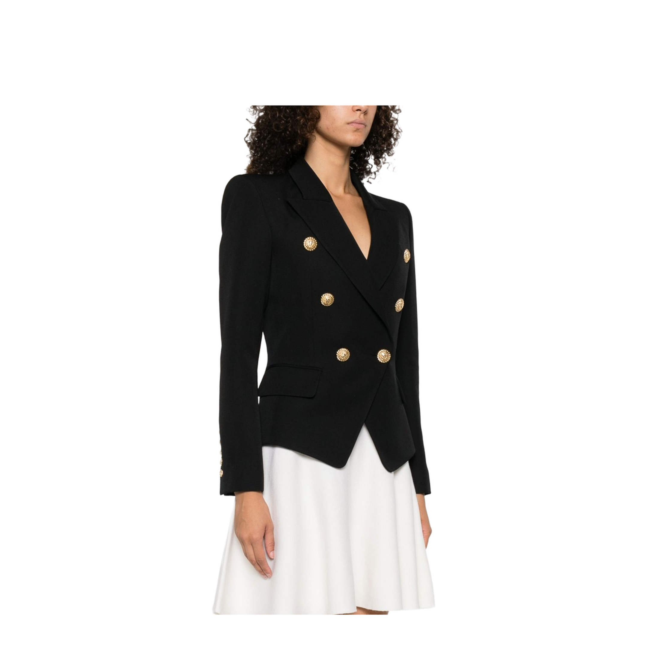 Black Virgin Wool 6-Button Jacket