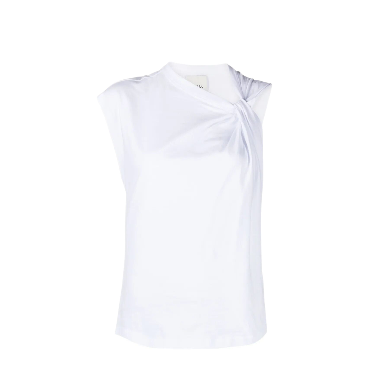 MAYFEYR - Isabel Marant Étoile - Nayda Knot Detail Asymmetric T Shirt - TS0175FAA1N41I20WH