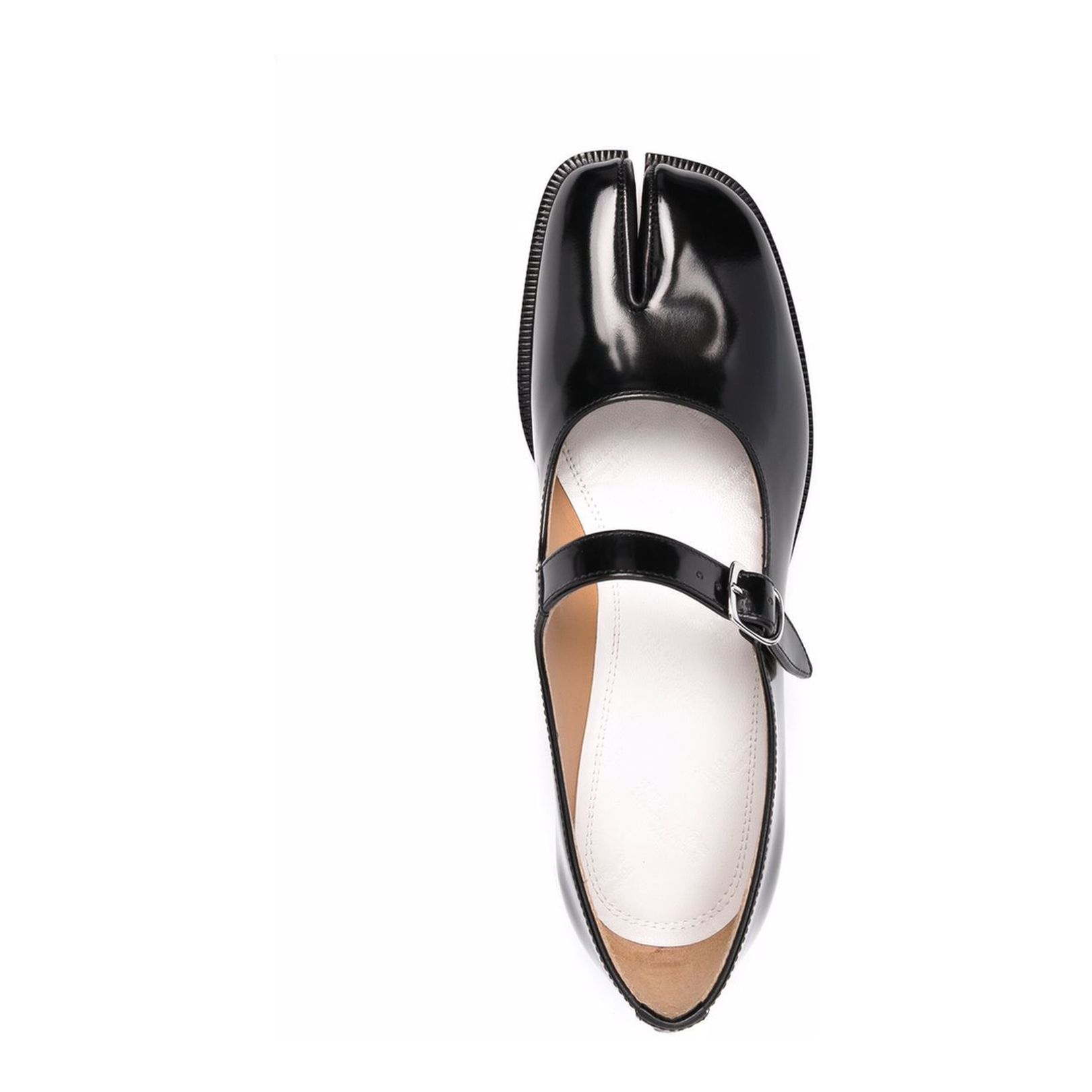 Black Leather Tabi Mary-Jane Shoes