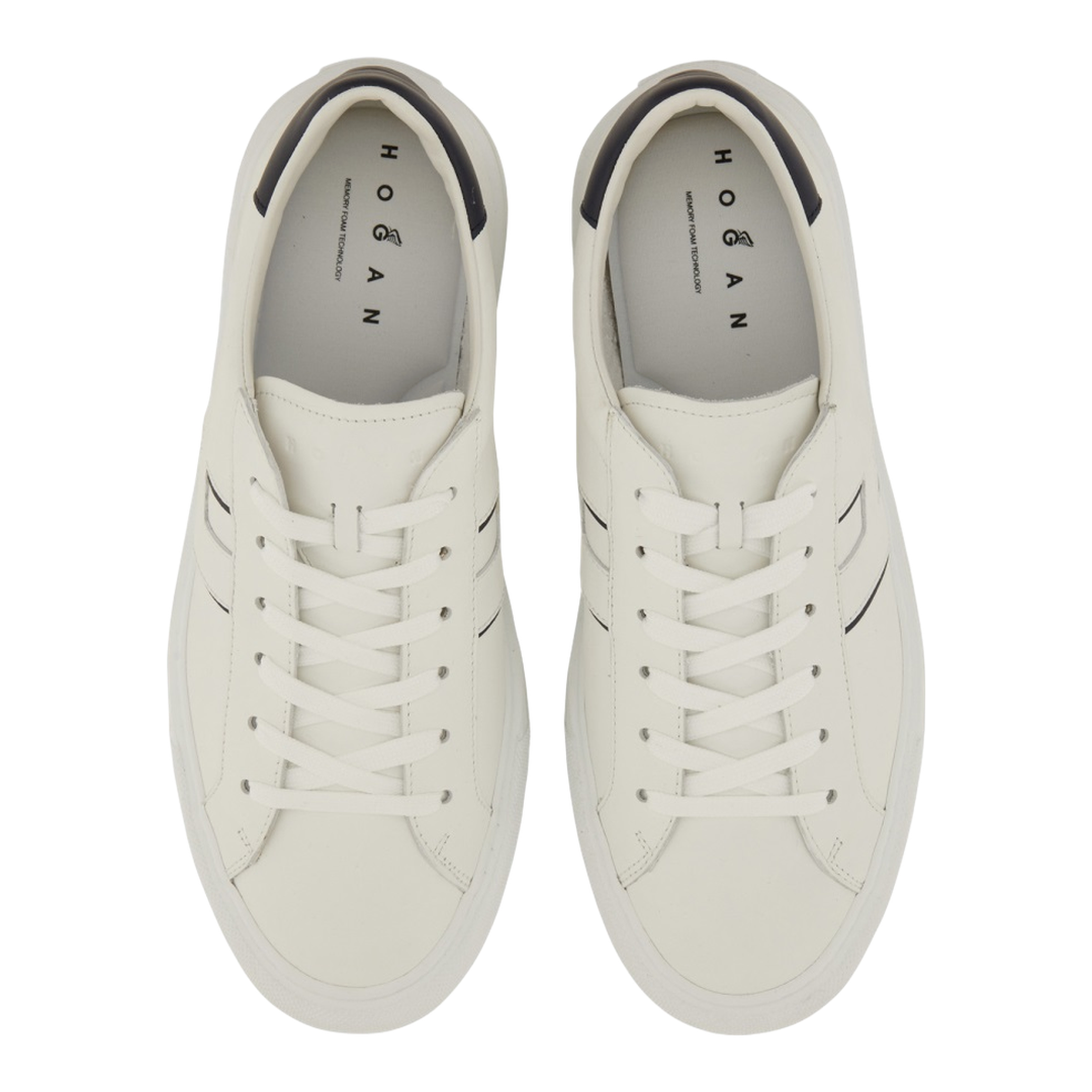 White Logo Design Flat Rubber Sole Lace-Up Closure