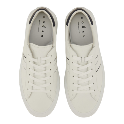 White Logo Design Flat Rubber Sole Lace-Up Closure