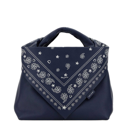 Blue Leather Shopping Bag