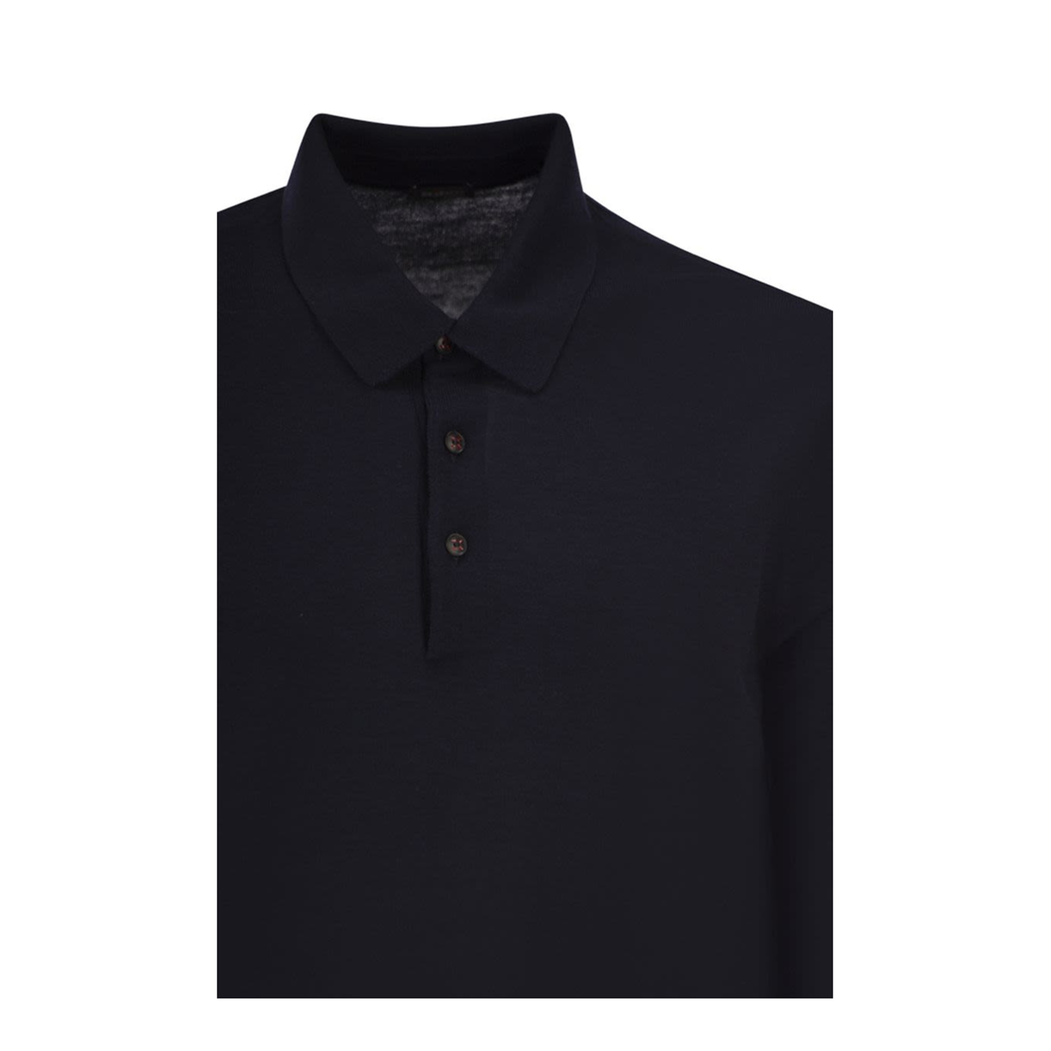 Long-sleeved wool polo shirt