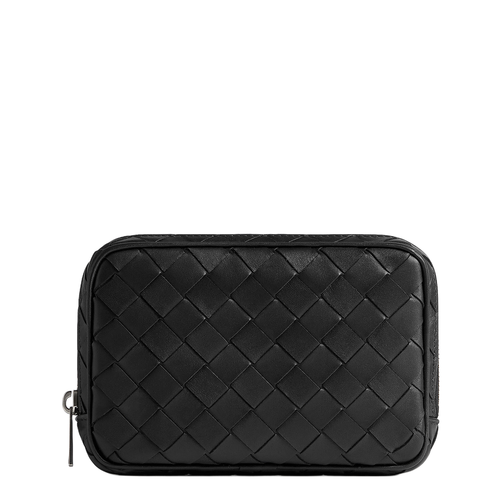 Black Leather Small Intrecciato Beauty Case