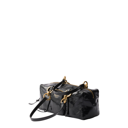 Geometric Soft Leather Top-Handle Handbag