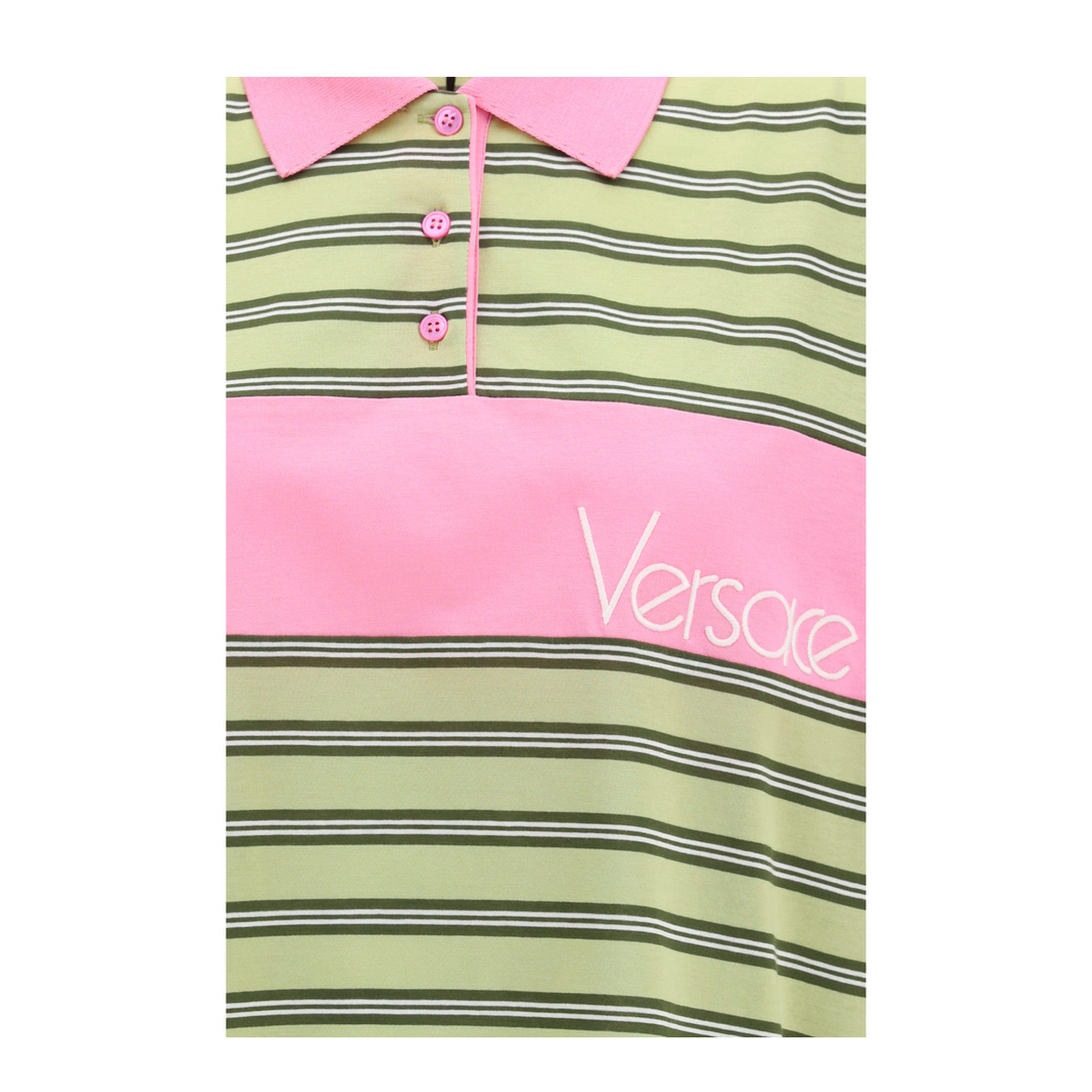 MAYFEYR - Versace - Striped Intarsia Cotton Polo With Embroidered Logo - 10259091A18439