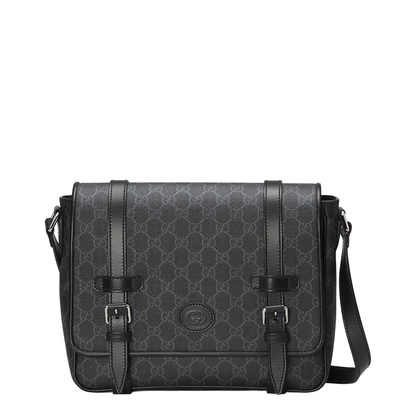 GG Emblem Small Leather Crossbody Bag - Black