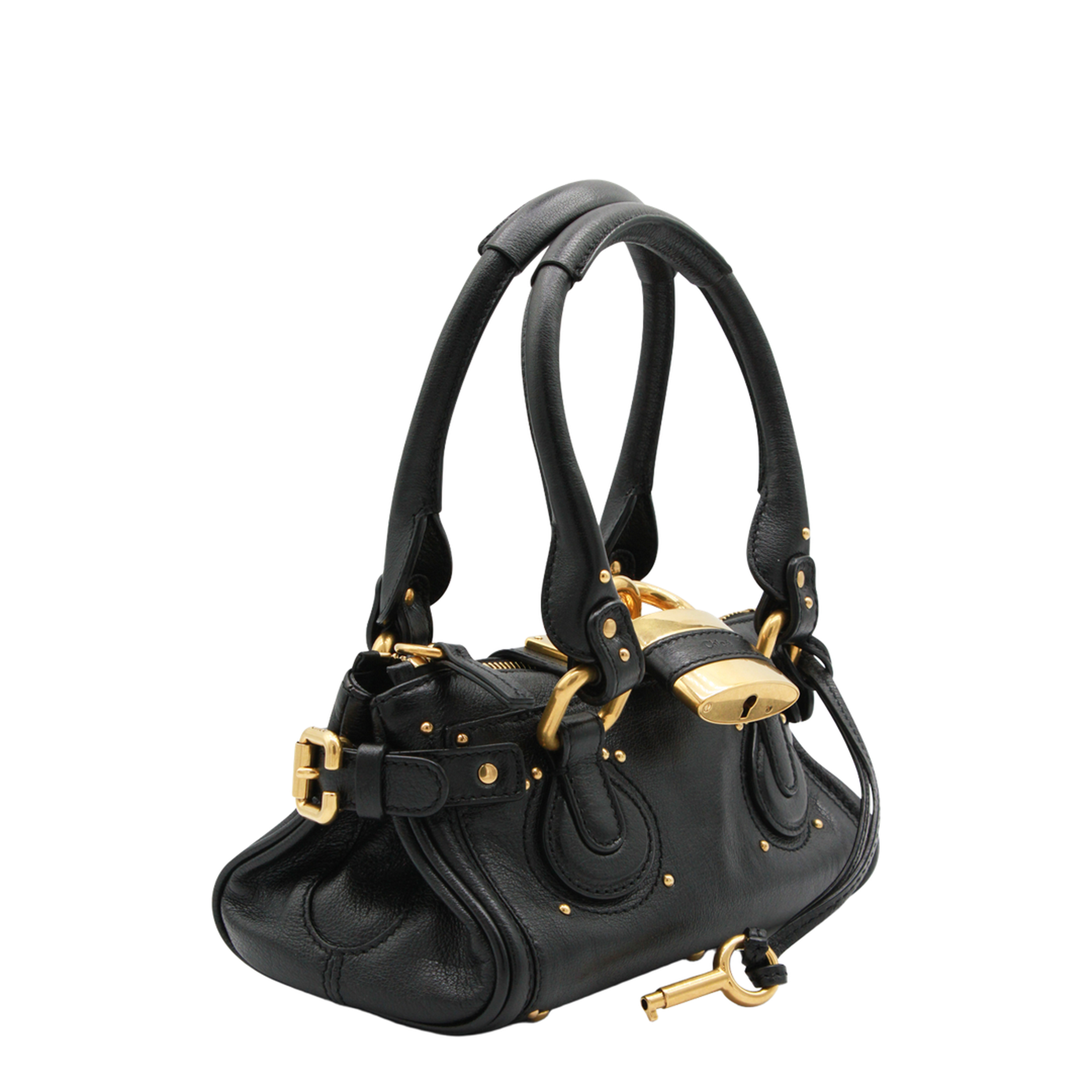 Paddington Small Buffalo Leather Shoulder Bag - Black