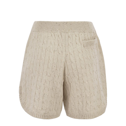 Cotton Knit Shorts with Sequins