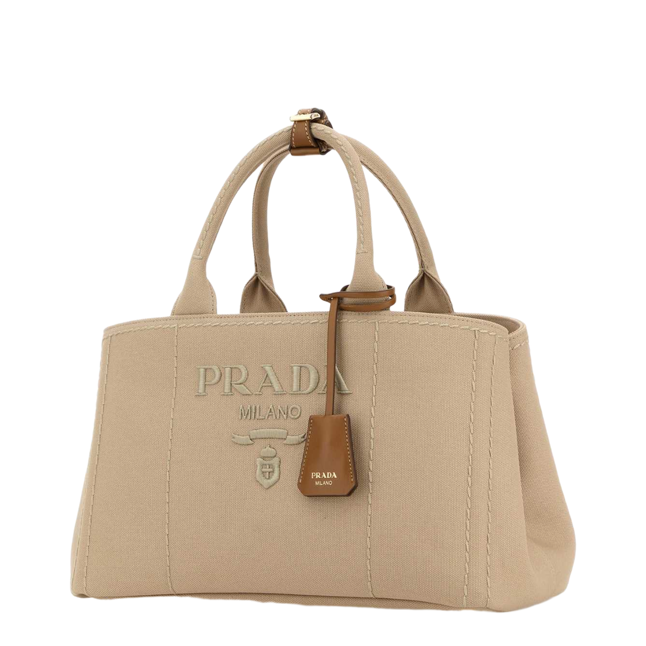 MAYFEYR - Prada - Beige Canvas Large Jardinière Shopping Bag - 1BG554V8OKRCYAF0065