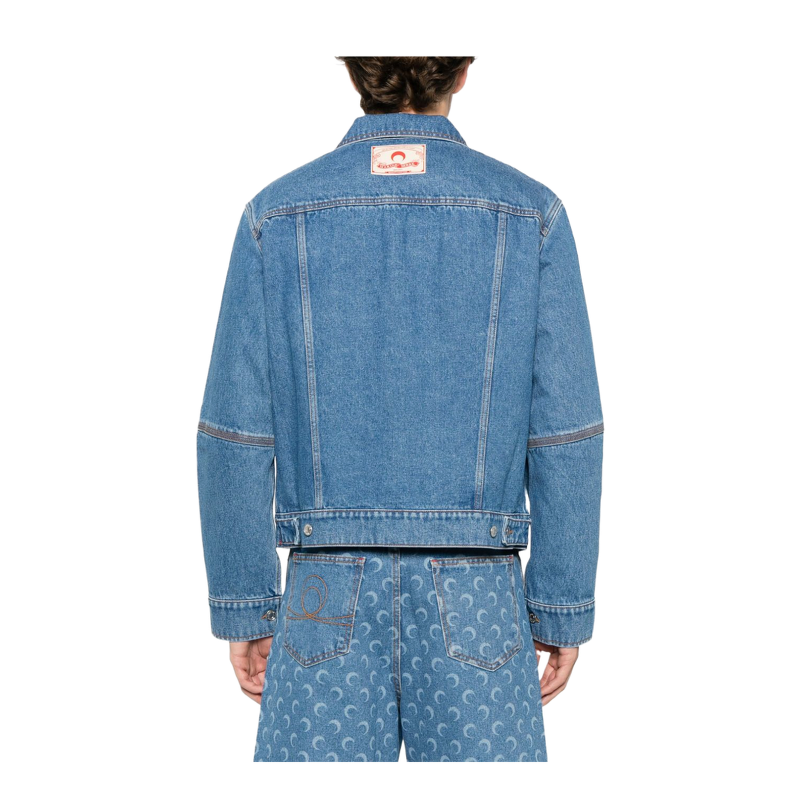 Crescent Moon-Print Denim Jacket