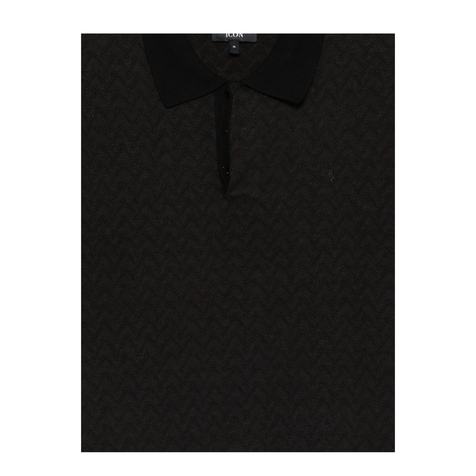 Icon Polo-Collar Jumper in Chevron-Motif Jacquard