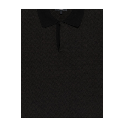 Icon Polo-Collar Jumper in Chevron-Motif Jacquard