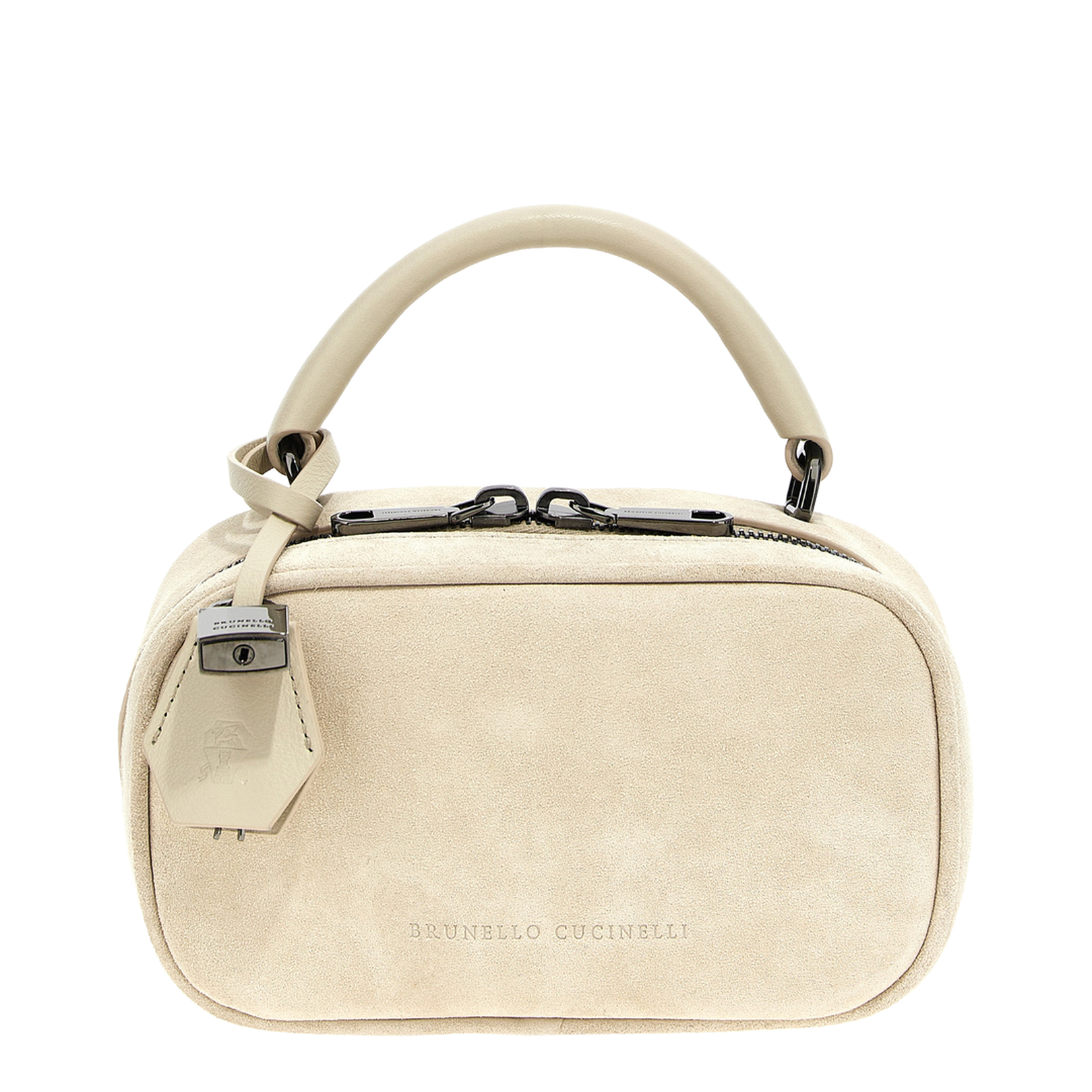 'Boston Explorer' White Crossbody Bag With Removable Metal Padlock Charm