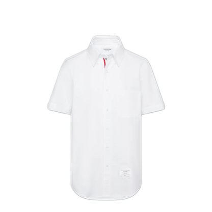 MAYFEYR - Thom Browne - Straight Fit Button Down Short Sleeve Shirt With Cf Gg Placket In Oxford - MWS239EF0313100