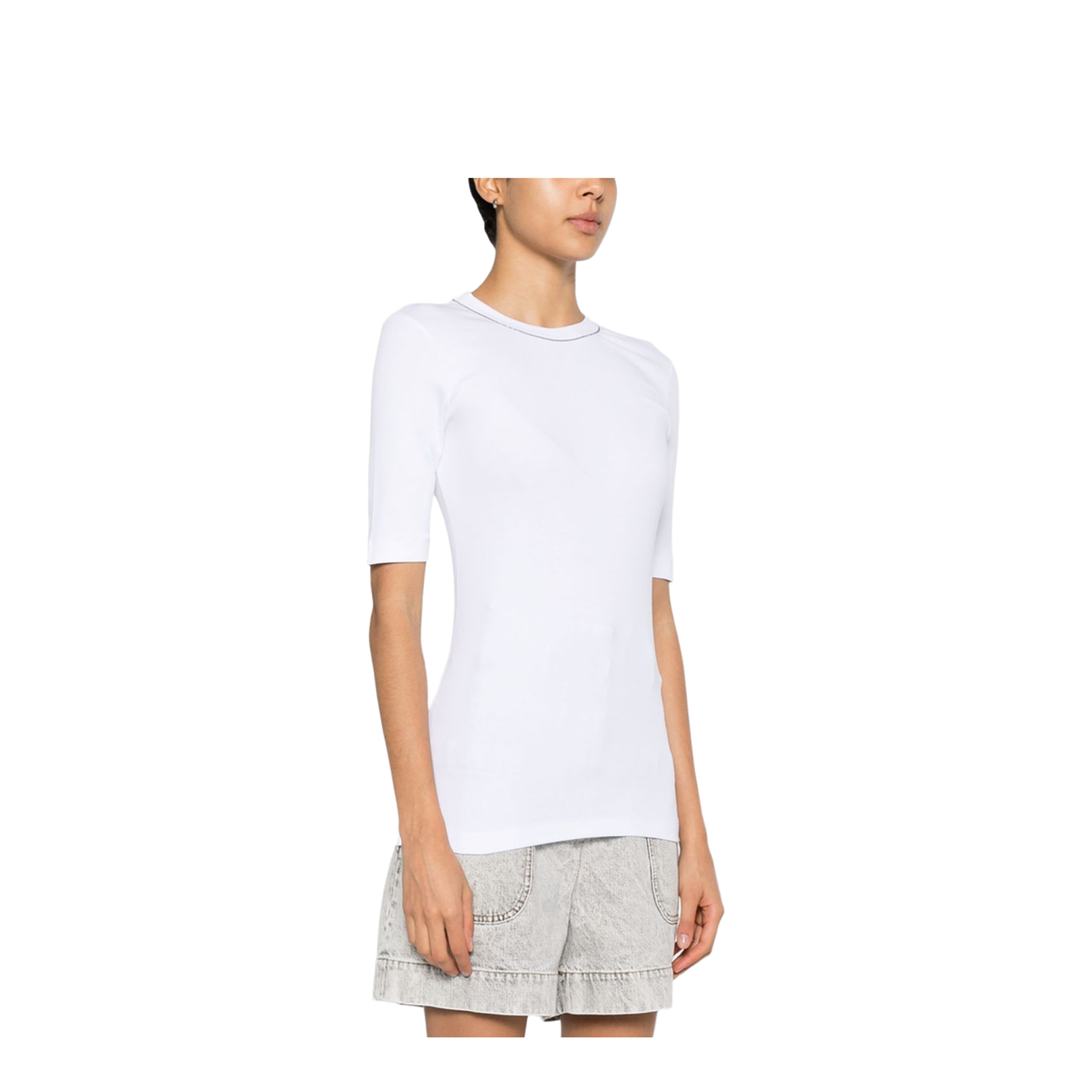 Optical White Cotton Blend T-Shirt