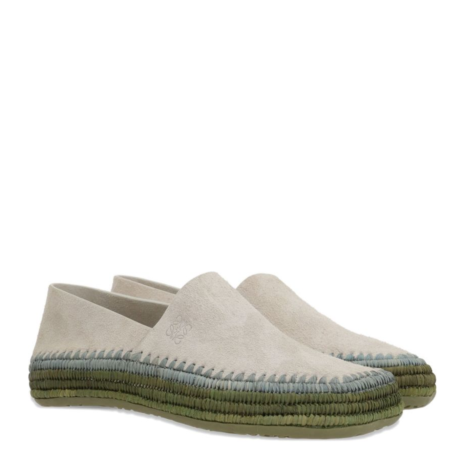 Rio Suede and Raffia Slippers Grey