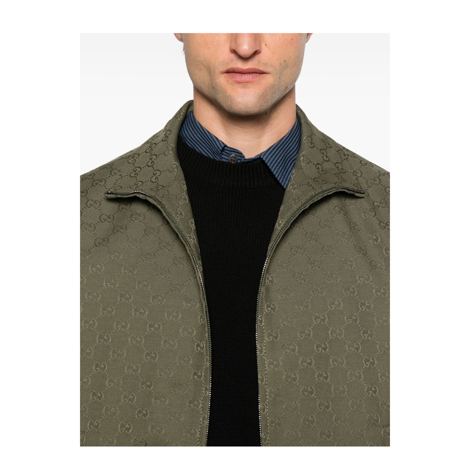 Canvas Bomber Jacket in Forest Green