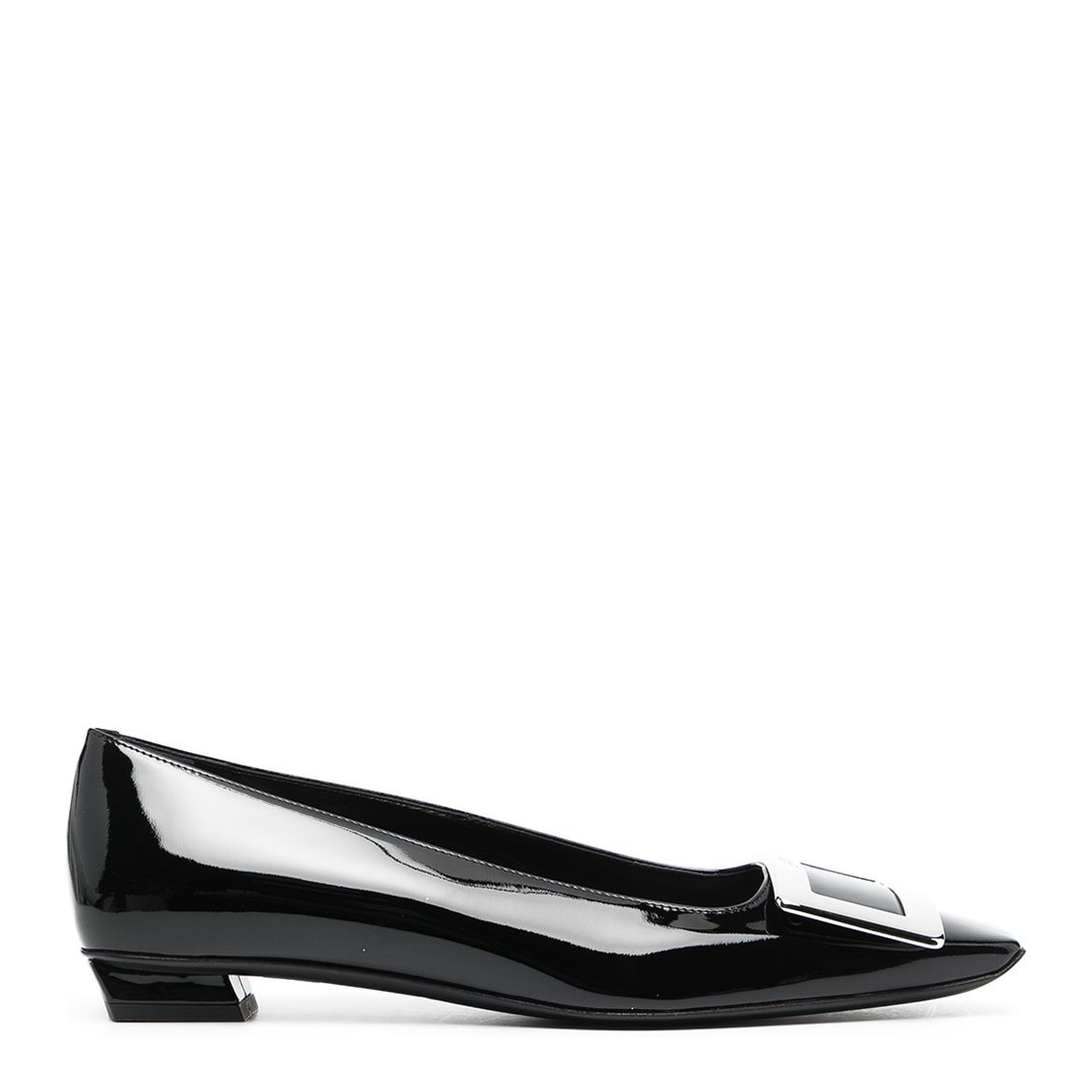 Black Patent Leather Low Block Heel