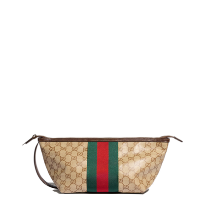 GG Small Coated Canvas Toiletry Case - Sand and Brown