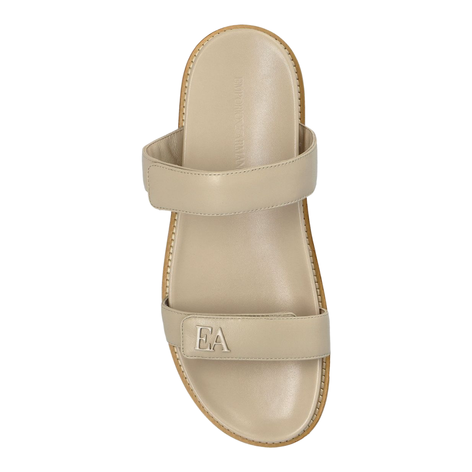 Leather Flat Sandals - Beige