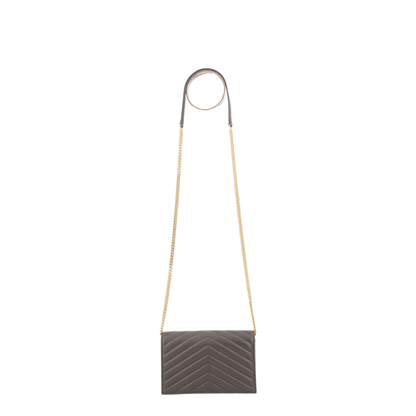 Cassandre Lambskin Envelope Chain Wallet - Urban Grey