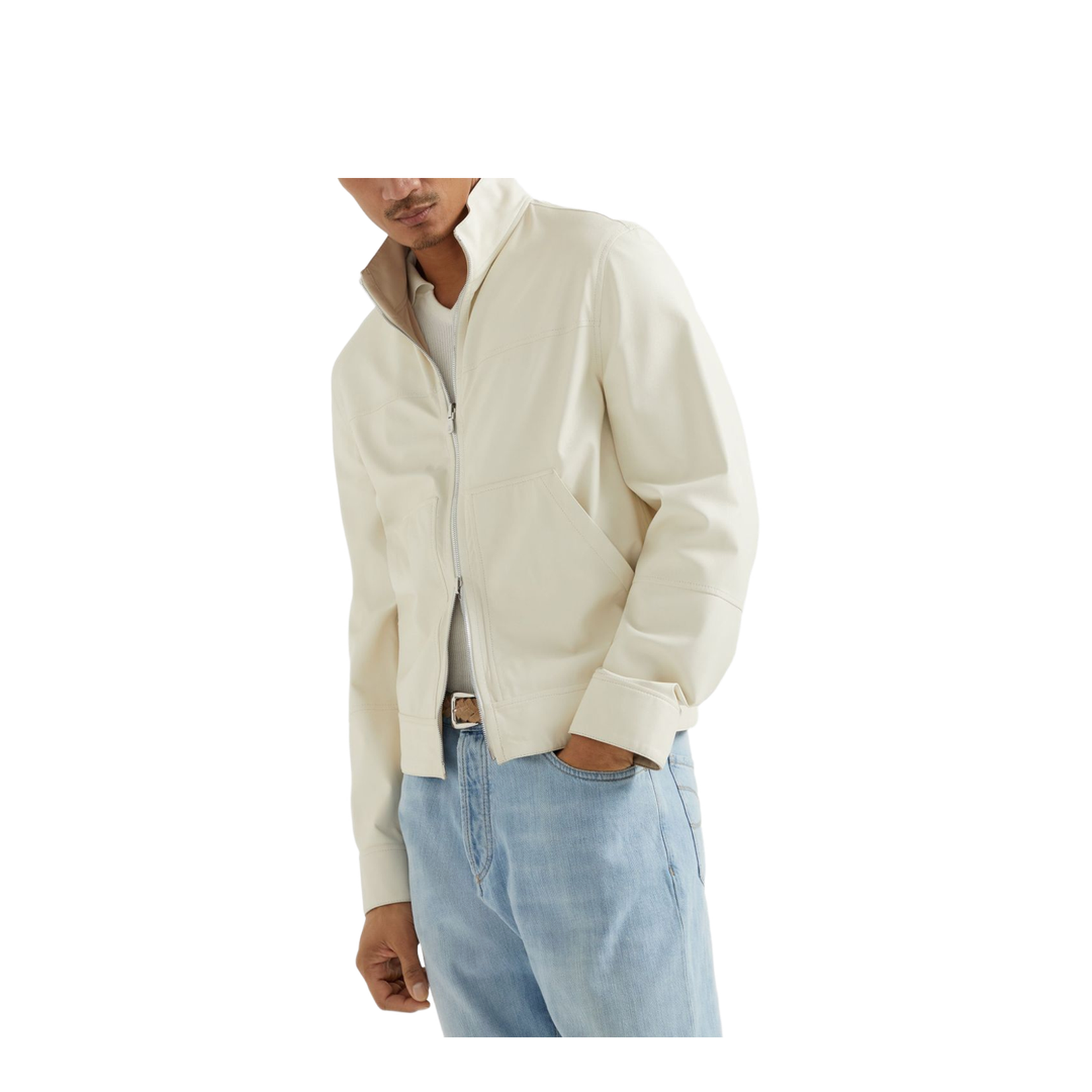 Bonded Nappa Leather Reversible Bomber Jacket