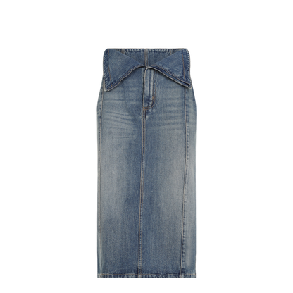Denim High Waisted Long Skirt
