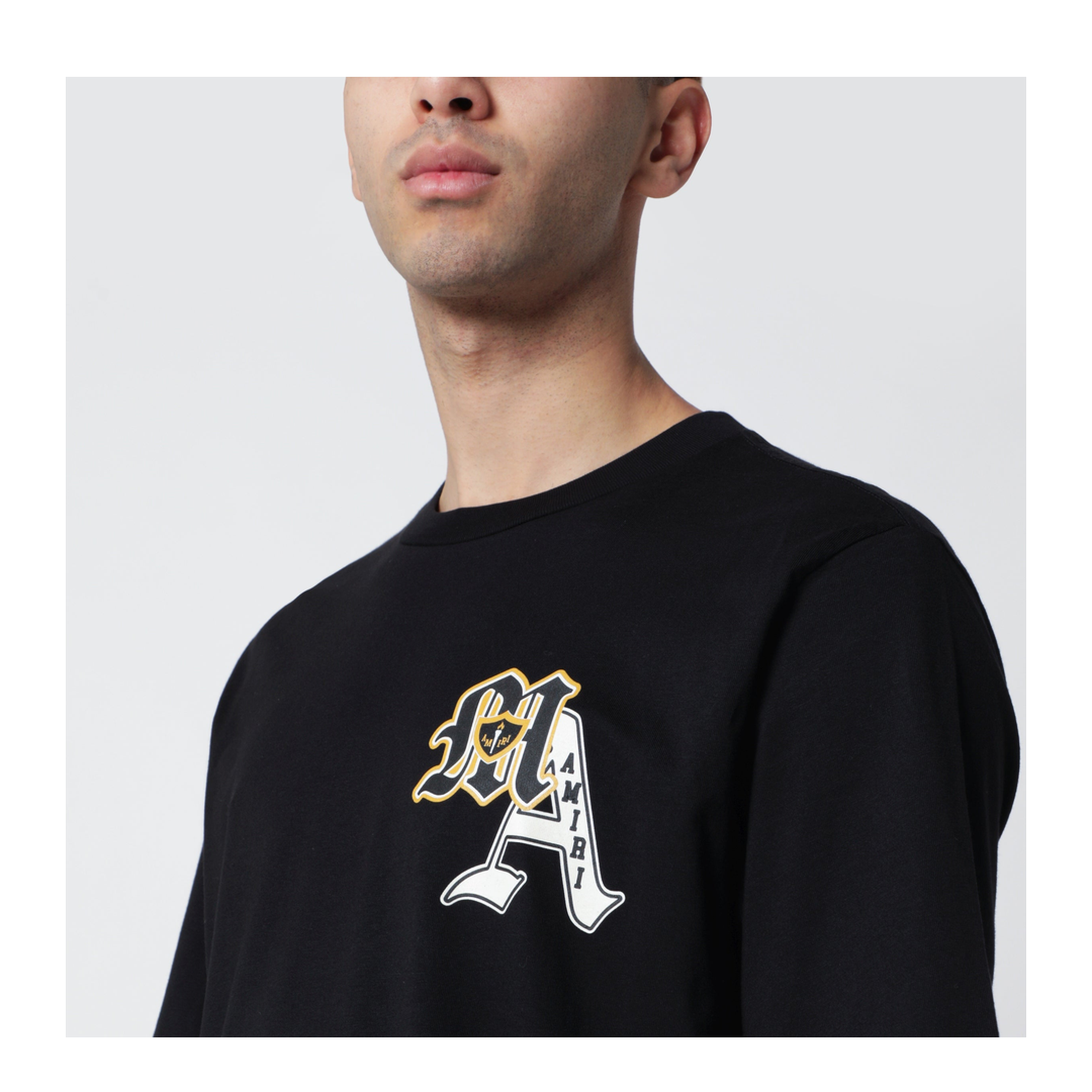 Black Varsity Patch Cotton T-Shirt