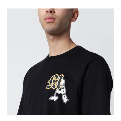 Black Varsity Patch Cotton T-Shirt