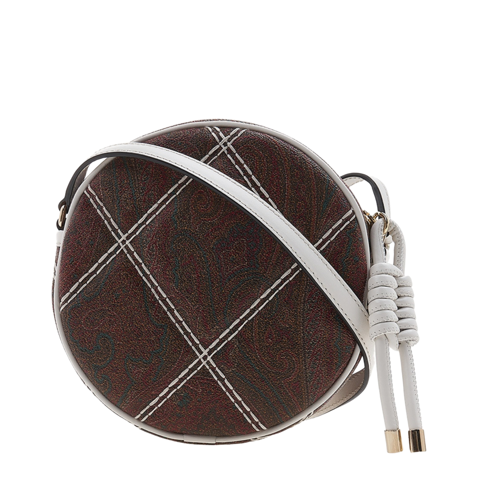 Paisley Quilting Round Crossbody Bag
