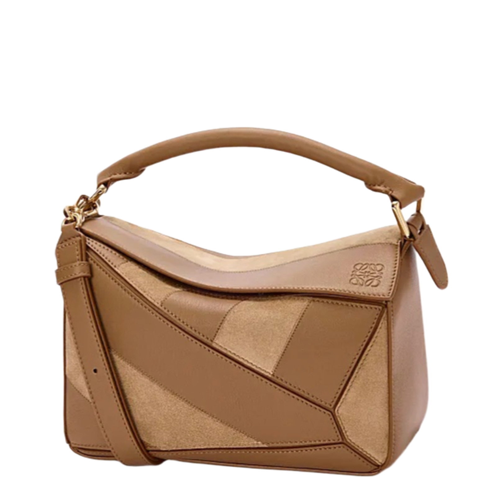 Small Puzzle Bag in Classic Calfskin and Suede Brown
