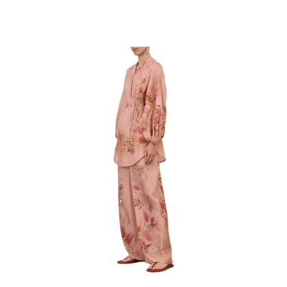 Cascadian Printed Silk Top in Pink