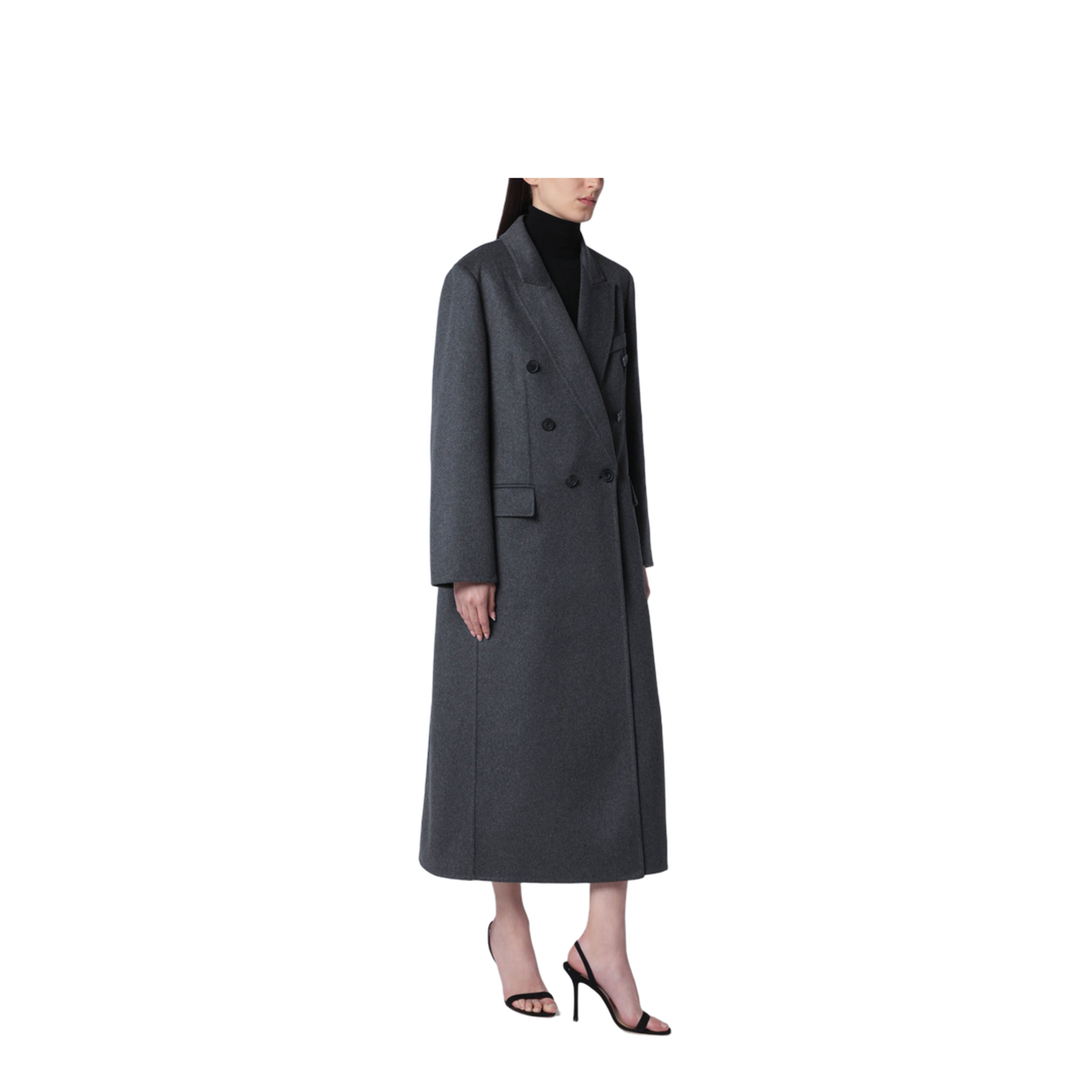 MAYFEYR - Victoria Beckham - Double-Breasted Coat In Grey Mélange Wool And Cashmere - 1126WCT006440BWODG