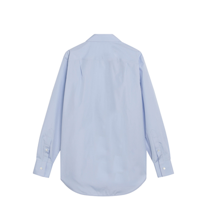 Light Blue Blouse with Folded Collar