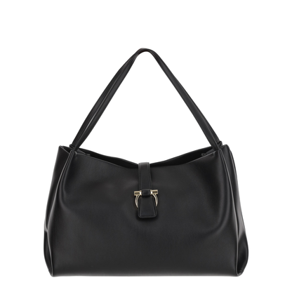 Smooth Black Leather Tote Bag