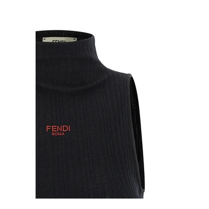 MAYFEYR - Fendi - High Neck Fitted Sleeveless Top With Ruffles - FS9740AVFE