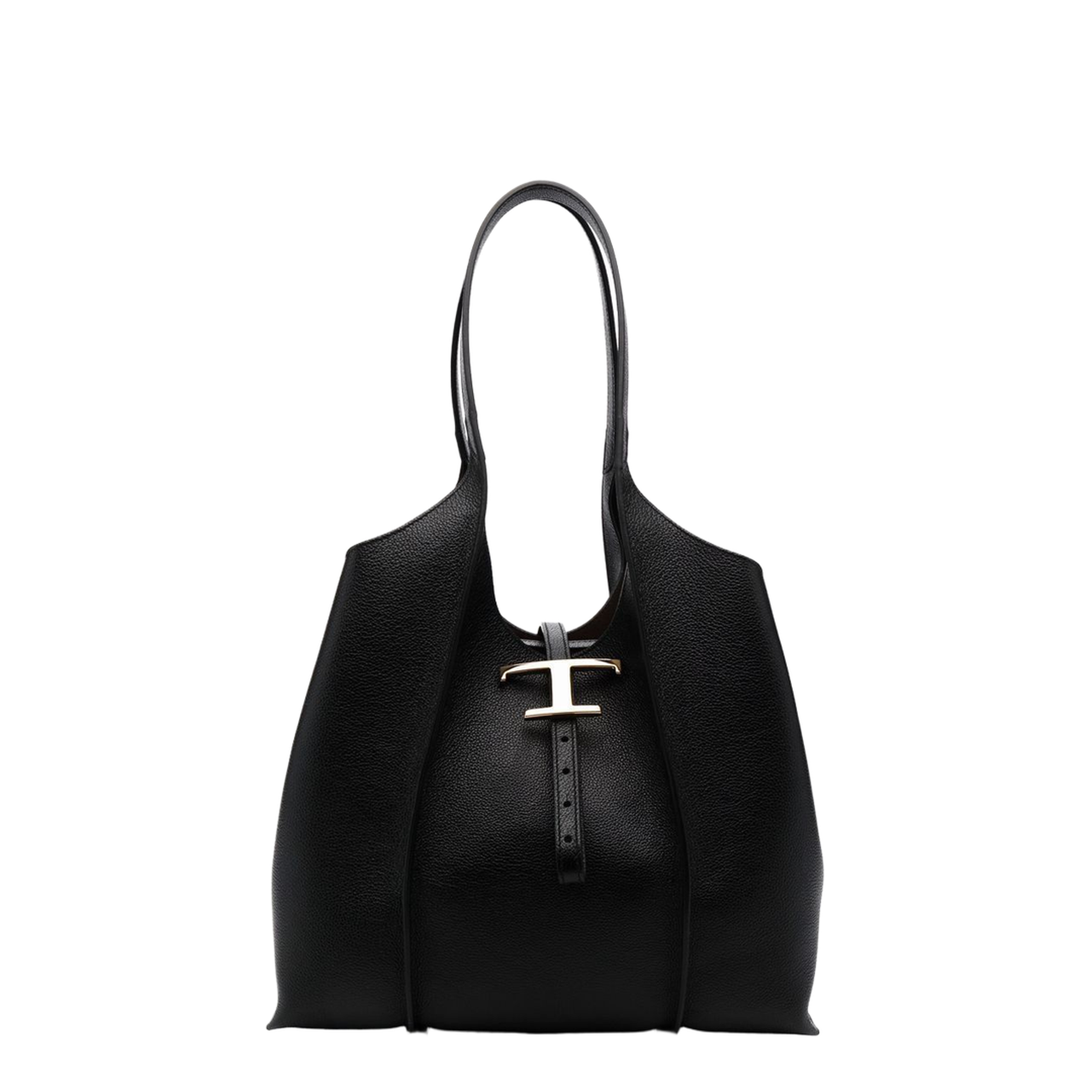 T Timeless Small Calf Leather Shopping Bag - Black