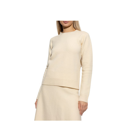 Crew-Neck Wool Sweater Beige