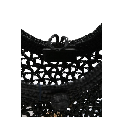 Le Petit Carré Spiaggia Small Raffia Tote - Black
