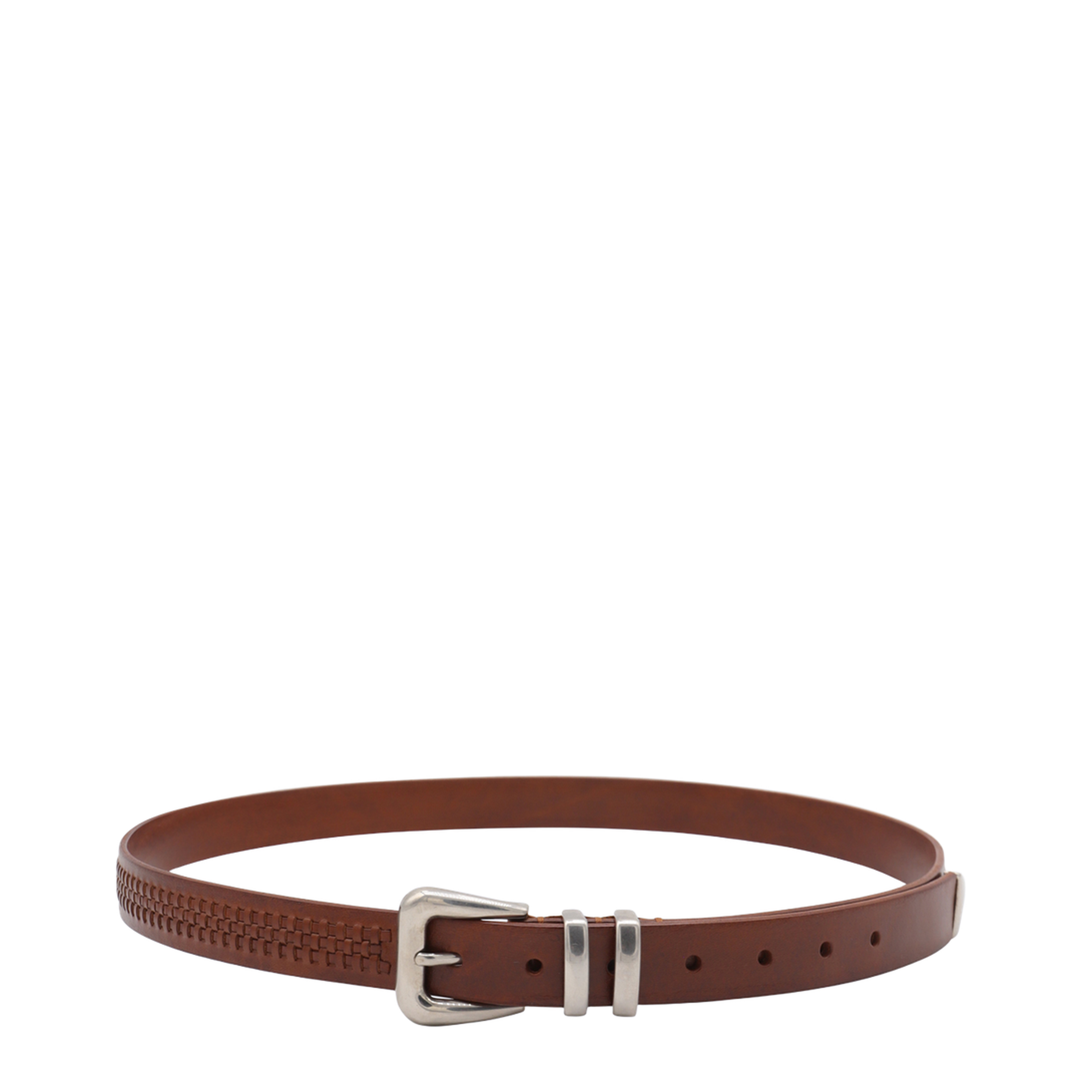 Calfskin Belt With Woven Decoration