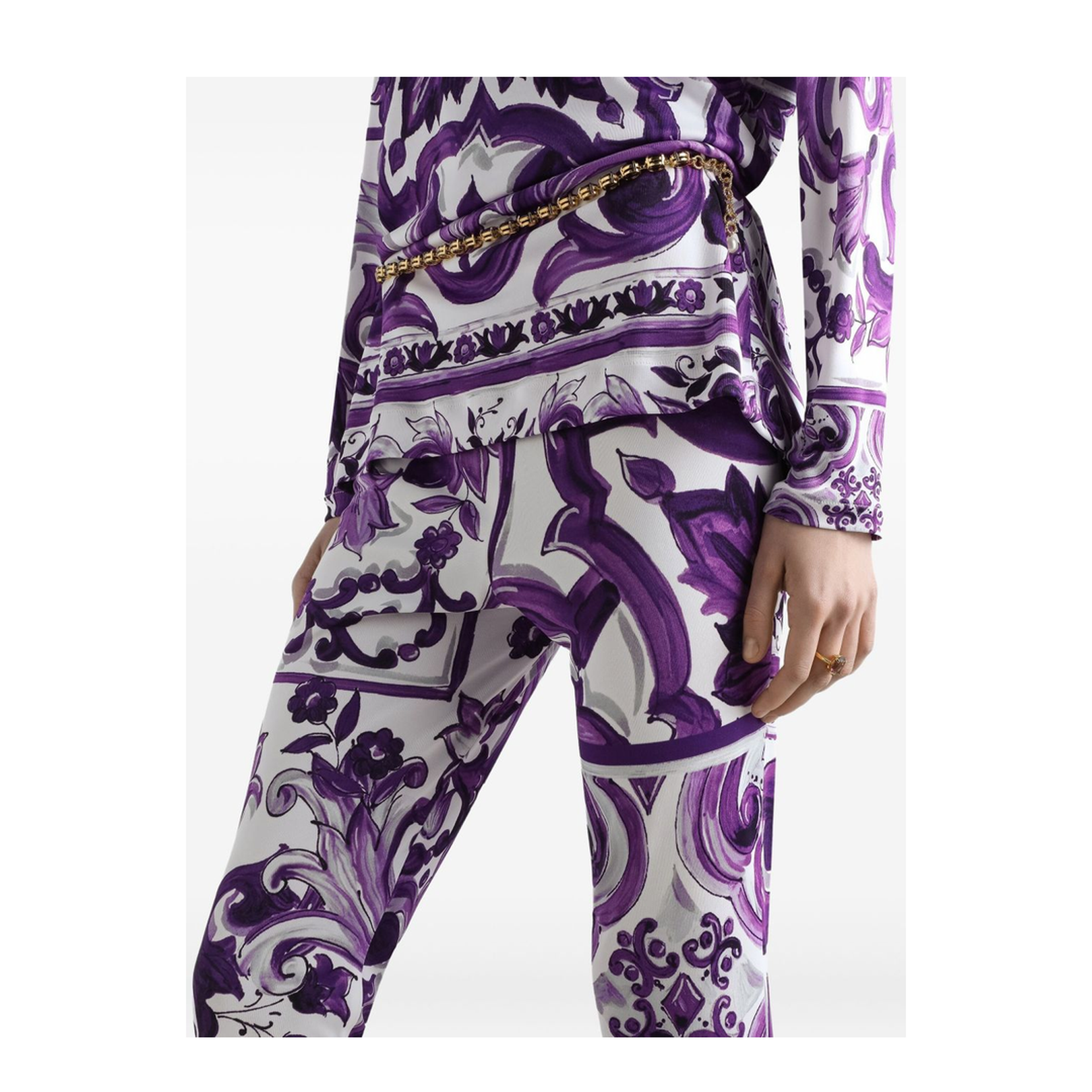 Multicolor Majolica Print Flared Pants