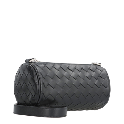 Barrel Mini Leather Crossbody Bags - Black