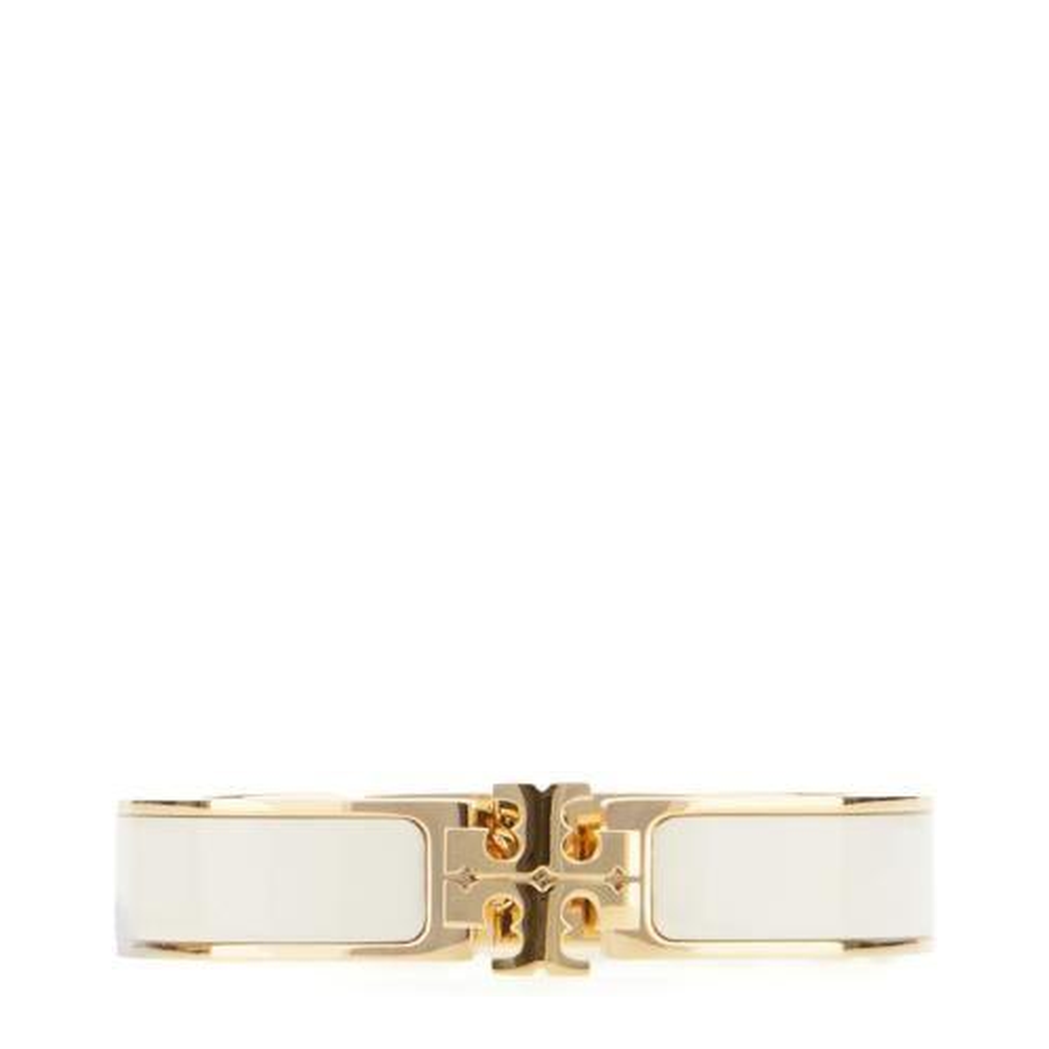 MAYFEYR - Tory Burch - White Bracelet With Logo Plaque Closure In 18K Gold-Plated - 167721700