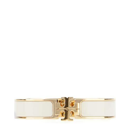 MAYFEYR - Tory Burch - White Bracelet With Logo Plaque Closure In 18K Gold-Plated - 167721700