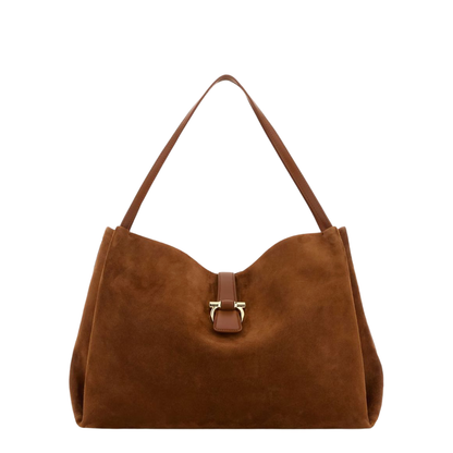 Brown Goatskin Suede Tote Bag