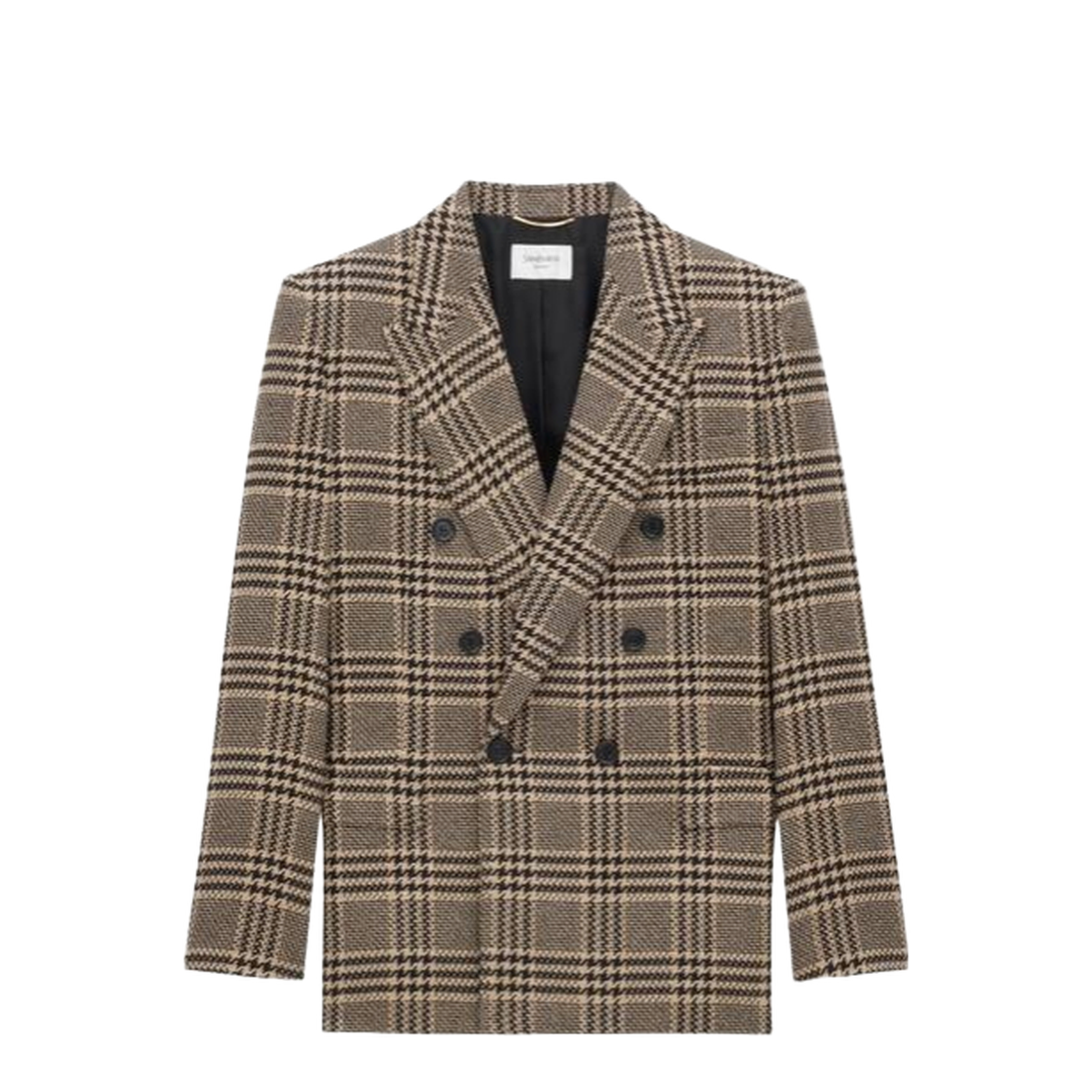 Jacket in Prince of Wales Silk and Cashmere in Black