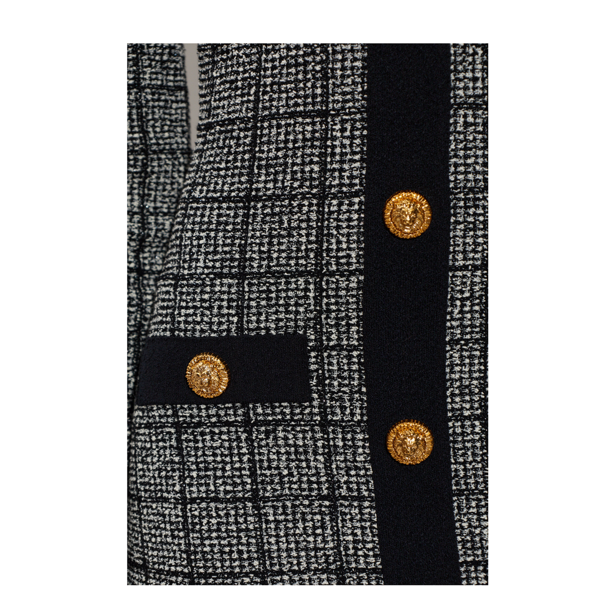 Checked Pattern Tweed Dress Black