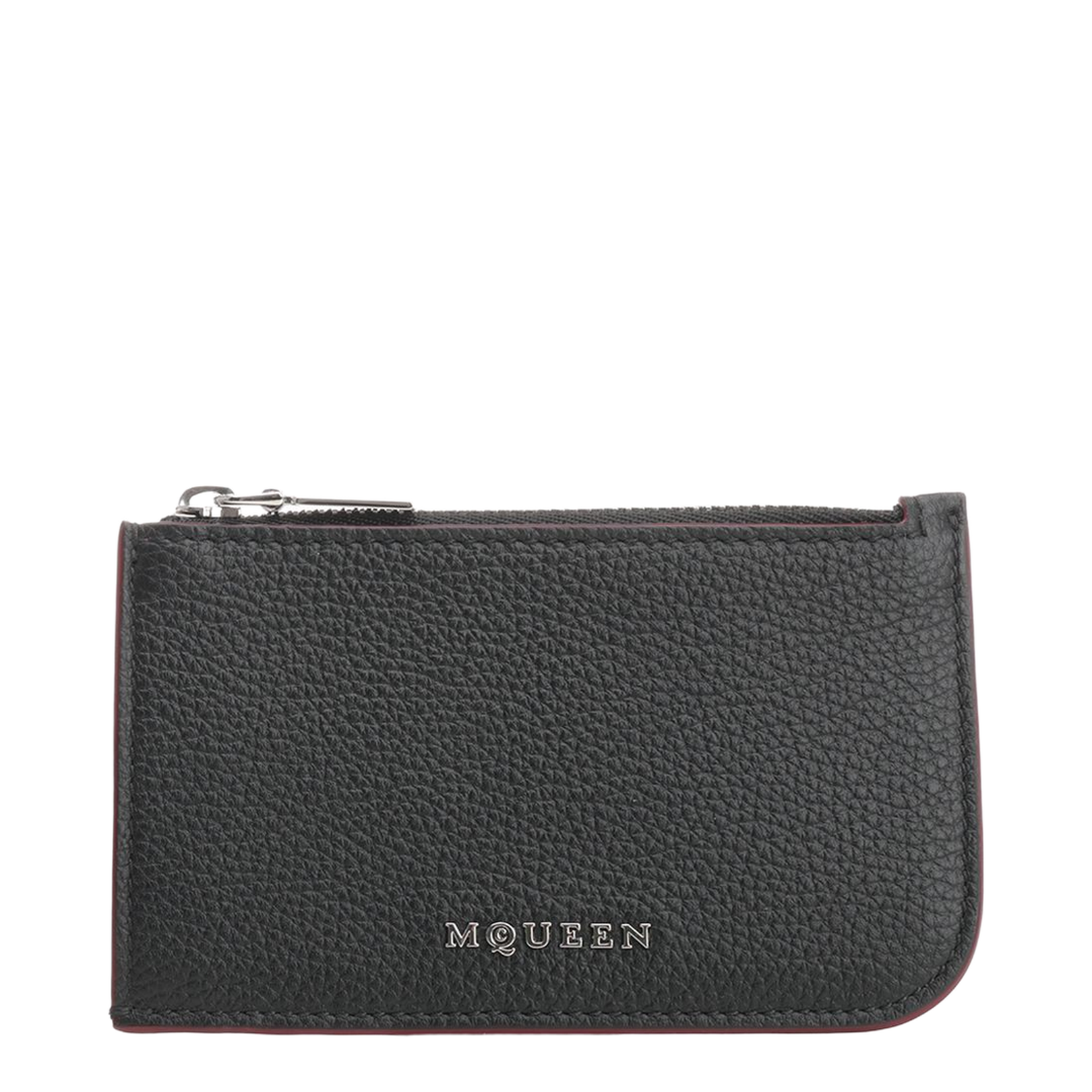 Black Leather Zip Card Holder