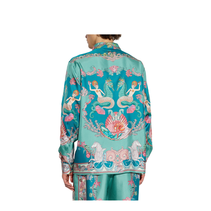 Silk Shirt with Coral Theatre Print